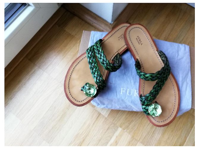 Sandali piatti Furla in pelle pony verde - vista 3