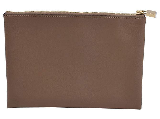 HERMÈS Atout 20 Pochette en cuir de veau Beige Marron - vue 2