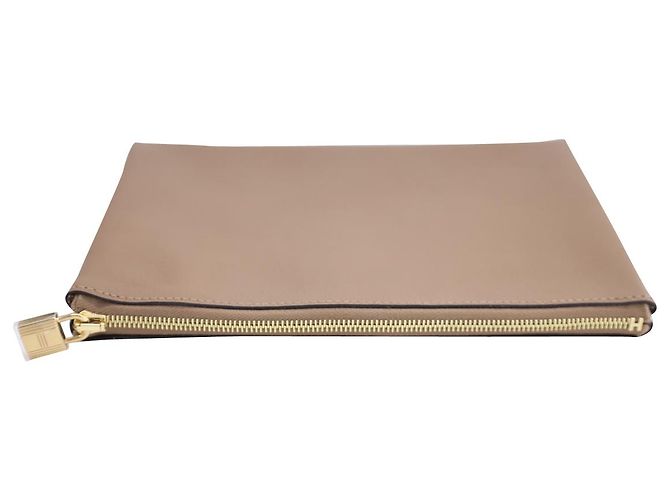 HERMÈS Atout 20 Pochette en cuir de veau Beige Marron - vue 3