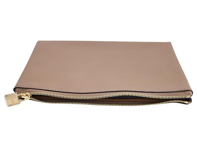 HERMÈS Atout 20 Pochette en cuir de veau Beige Marron - vue 9