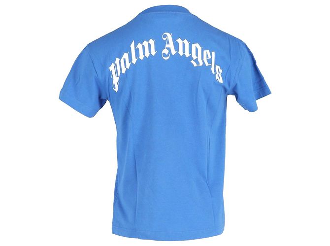 Camiseta Palm Angels Shark de algodón azul - vista 3
