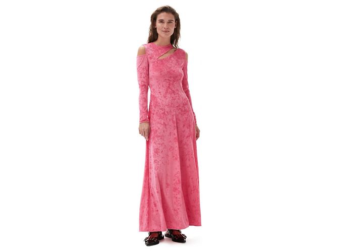 Ganni Maxikleid aus Samt Rosa Pink - Ansicht 3
