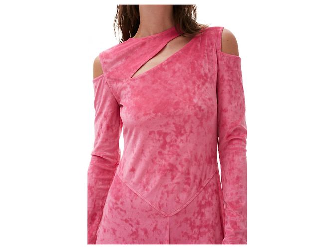 Ganni Maxikleid aus Samt Rosa Pink - Ansicht 4