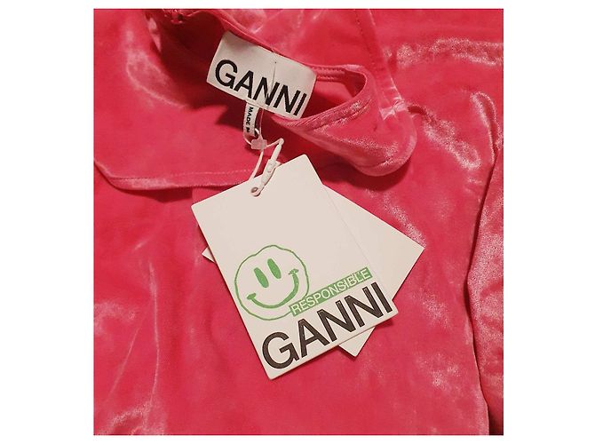 Ganni Maxikleid aus Samt Rosa Pink - Ansicht 5