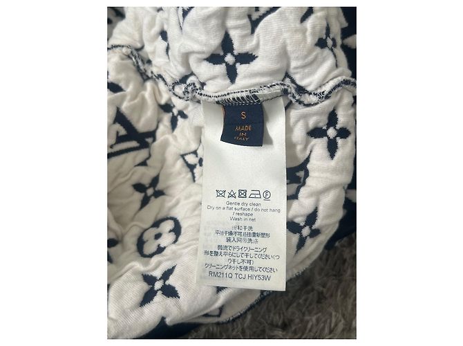 Louis Vuitton Jacquard-Sweatshirt mit vollem Monogramm Weiß Marineblau - Ansicht 8