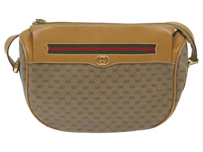 GUCCI Borsa a tracolla Micro GG Canvas Web Sherry Line PVC Beige Verde Auth yk9514 Rosso - vista 13