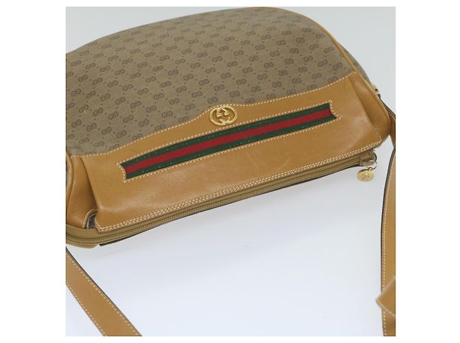 GUCCI Borsa a tracolla Micro GG Canvas Web Sherry Line PVC Beige Verde Auth yk9514 Rosso - vista 6