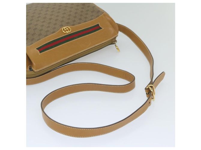 GUCCI Borsa a tracolla Micro GG Canvas Web Sherry Line PVC Beige Verde Auth yk9514 Rosso - vista 7