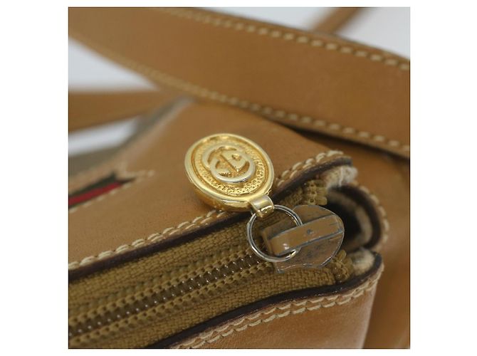 GUCCI Borsa a tracolla Micro GG Canvas Web Sherry Line PVC Beige Verde Auth yk9514 Rosso - vista 9