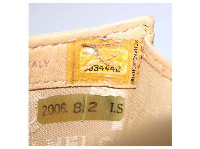 CHANEL Icon line Pitillera Cuero Beige CC Auth bs10427 - vista 12
