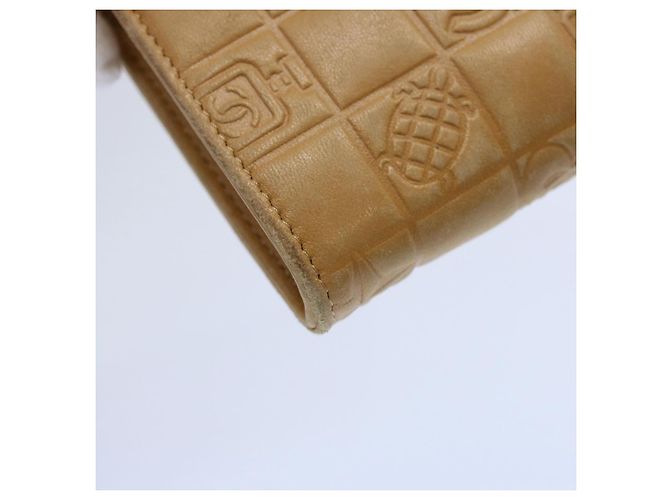 CHANEL Icon line Pitillera Cuero Beige CC Auth bs10427 - vista 14