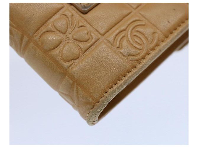 CHANEL Icon line Pitillera Cuero Beige CC Auth bs10427 - vista 15