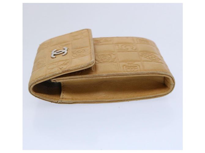 CHANEL Icon line Pitillera Cuero Beige CC Auth bs10427 - vista 3