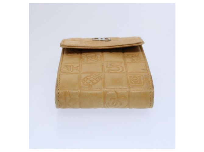 CHANEL Icon line Pitillera Cuero Beige CC Auth bs10427 - vista 6