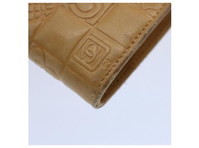CHANEL Icon line Pitillera Cuero Beige CC Auth bs10427 - vista 7