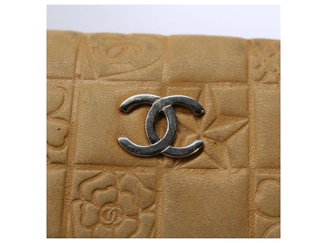 CHANEL Icon line Pitillera Cuero Beige CC Auth bs10427 - vista 8