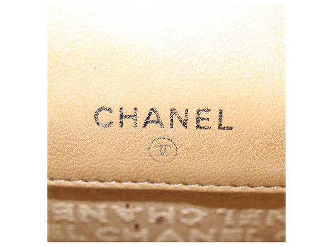 CHANEL Icon line Pitillera Cuero Beige CC Auth bs10427 - vista 9