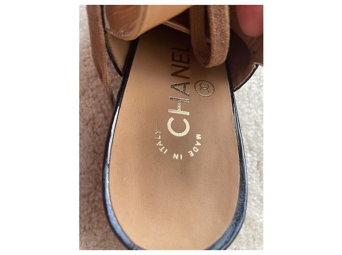 Chanel Ballerine in Vernice Beige Marrone Nero Multicolore - vista 7