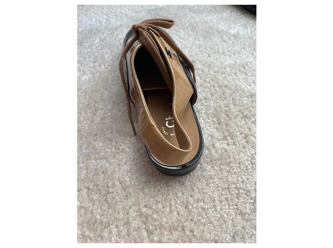 Chanel Ballerine in Vernice Beige Marrone Nero Multicolore - vista 8