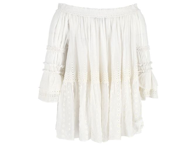 Chloé Chloe Off-Shoulder-Bluse aus weißer Baumwolle - Ansicht 3