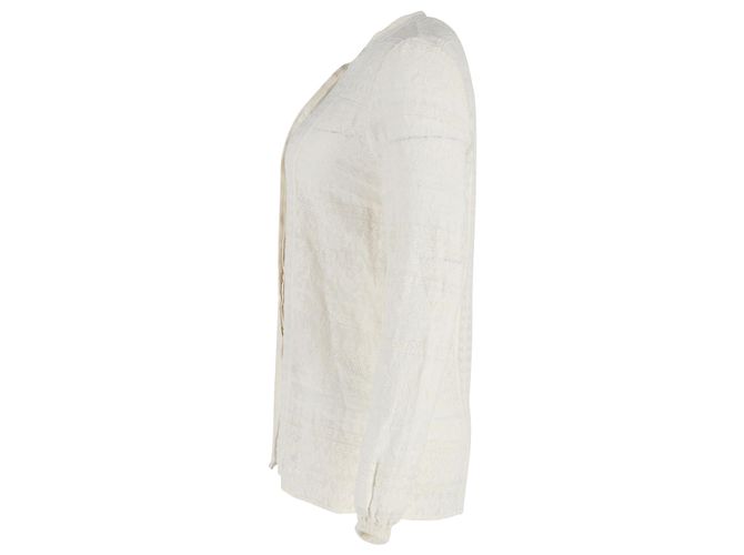 Camicetta velata a maniche lunghe Isabel Marant in cotone color crema Bianco Crudo - vista 2