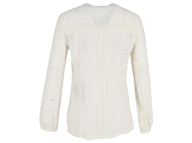 Camicetta velata a maniche lunghe Isabel Marant in cotone color crema Bianco Crudo - vista 3