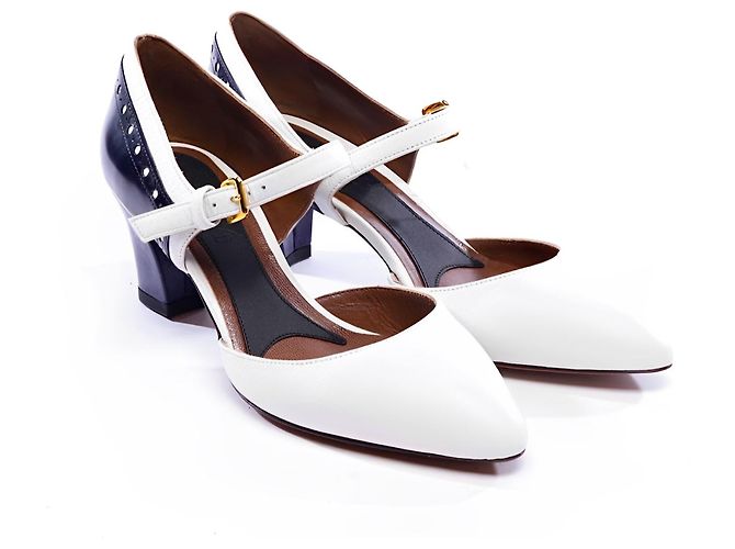 Décolleté Mary Jane Marni in pelle color eggshell Bianco sporco - vista 2