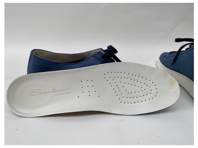 Sneakers Santoni in pelle blu - vista 12