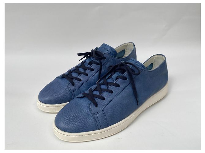 Sneakers Santoni in pelle blu - vista 2
