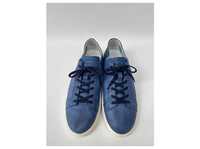 Sneakers Santoni in pelle blu - vista 3