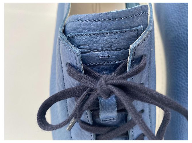 Sneakers Santoni in pelle blu - vista 6