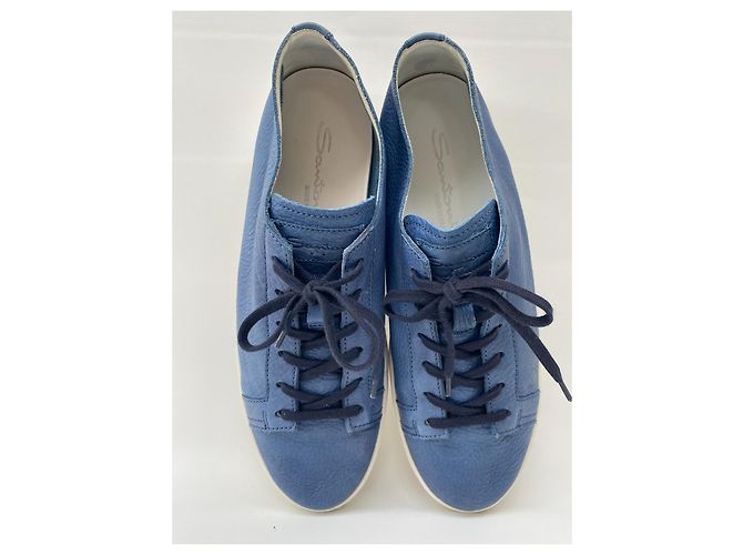 Sneakers Santoni in pelle blu - vista 7