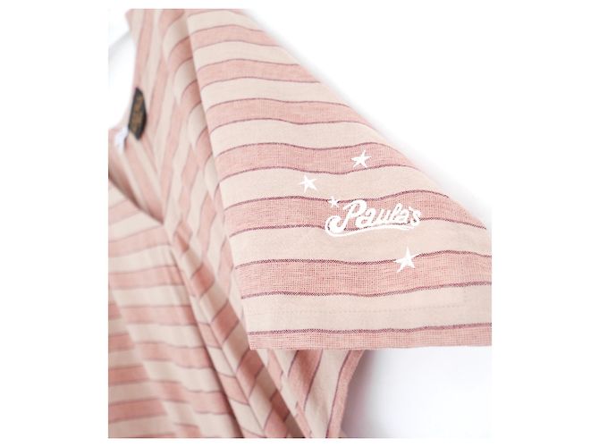 Loewe + Paula's Ibiza Vestido midi de gasa de algodón a rayas con cinturón Rosa - vista 3