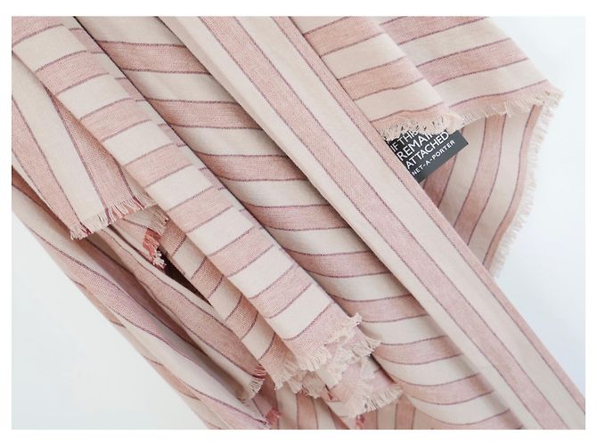 Loewe + Paula's Ibiza Vestido midi de gasa de algodón a rayas con cinturón Rosa - vista 4