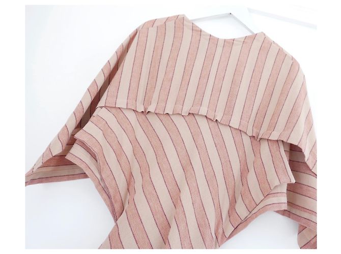 Loewe + Paula's Ibiza Vestido midi de gasa de algodón a rayas con cinturón Rosa - vista 6
