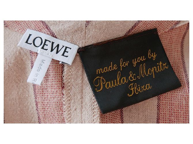 Loewe + Paula's Ibiza Vestido midi de gasa de algodón a rayas con cinturón Rosa - vista 7