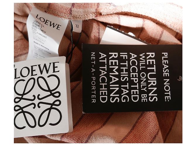 Loewe + Paula's Ibiza Vestido midi de gasa de algodón a rayas con cinturón Rosa - vista 8