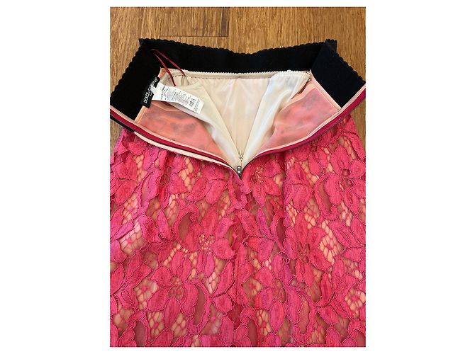 Falda de encaje floral cordonnet rosa Dolce & Gabbana - vista 5