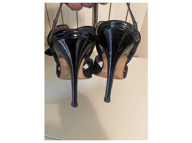 Sandali Manolo Blahnik Skitta in pelle nera Nero - vista 7