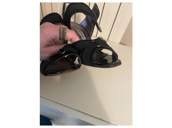 Sandali Manolo Blahnik Skitta in pelle nera Nero - vista 8