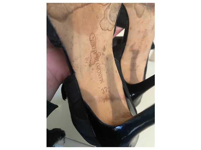 Sandali Manolo Blahnik Skitta in pelle nera Nero - vista 9