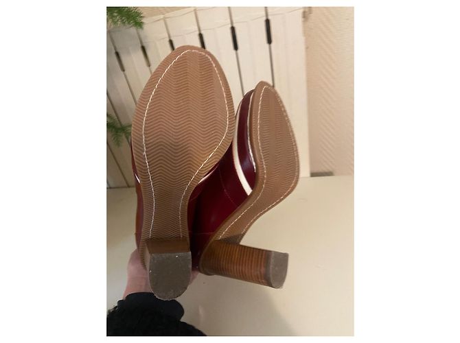 Botines Diane Von Furstenberg de piel burdeos y blanco Beige - vista 4