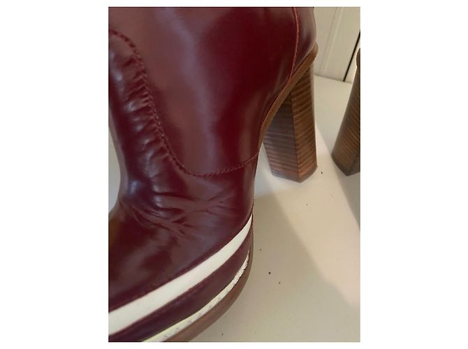 Botines Diane Von Furstenberg de piel burdeos y blanco Beige - vista 6