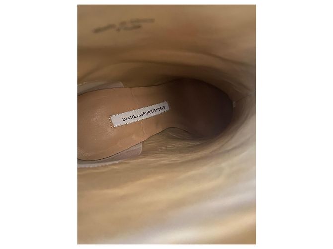 Botines Diane Von Furstenberg de piel burdeos y blanco Beige - vista 7