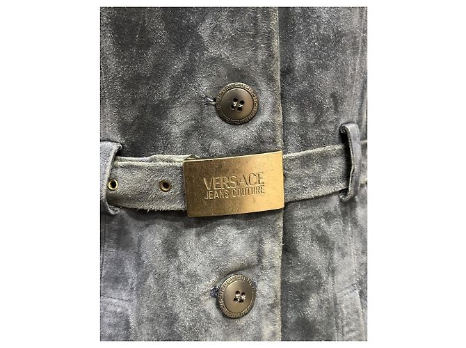 Giacca Versace in scamosciato blu L - vista 5