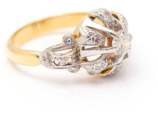 Autre Marque Anello in oro Belle Époque, platino e diamanti Bianco D'oro - vista 3
