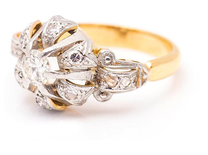Autre Marque Anello in oro Belle Époque, platino e diamanti Bianco D'oro - vista 5