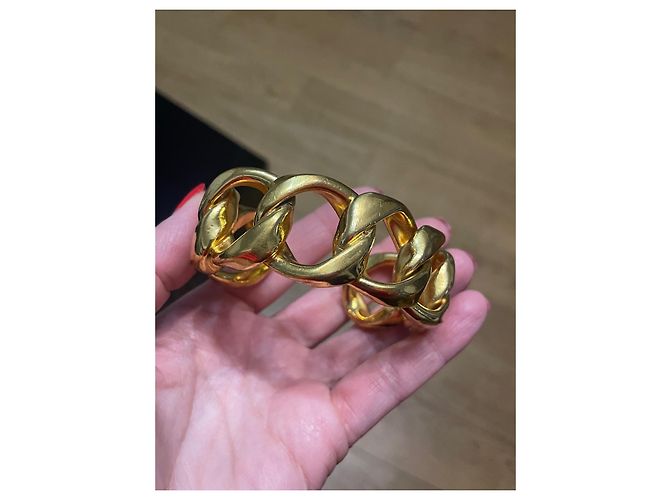 Bracciale Chanel a Manchette con Grandi Maglie Oro D'oro - vista 3