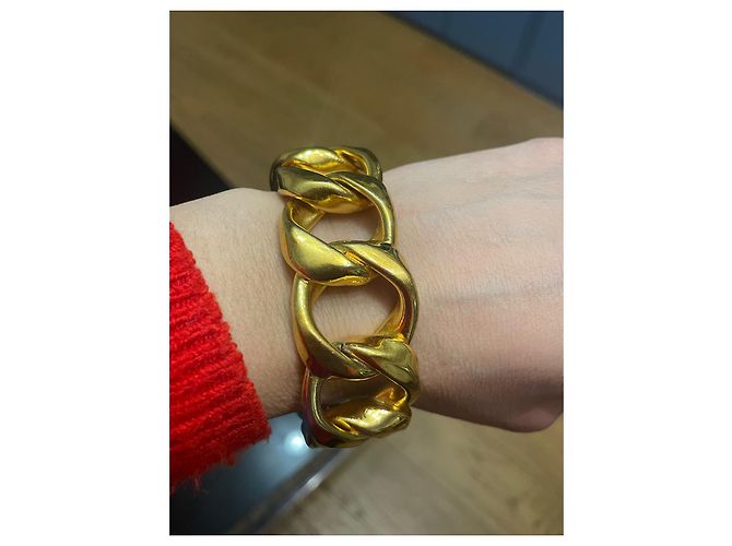 Bracciale Chanel a Manchette con Grandi Maglie Oro D'oro - vista 5