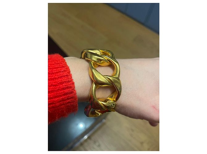 Bracciale Chanel a Manchette con Grandi Maglie Oro D'oro - vista 6
